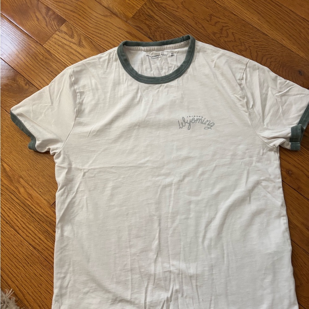 Abercrombie & Fitch White Tee with Green Trim
